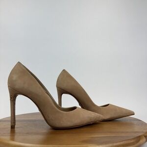 Womens Schutz Lou Lo Honey Beige Leather Pointed Toe Pumps Heels Size 9 B GUC